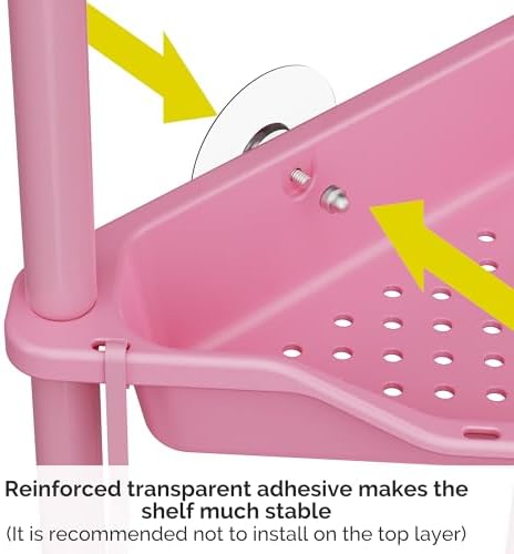 Orimade Rustproof 5 Tier Corner Shower Caddy Organizer Pink