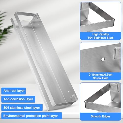 2 Piece Silver Stainless Steel Floating Shower Caddy Shelf Organizer