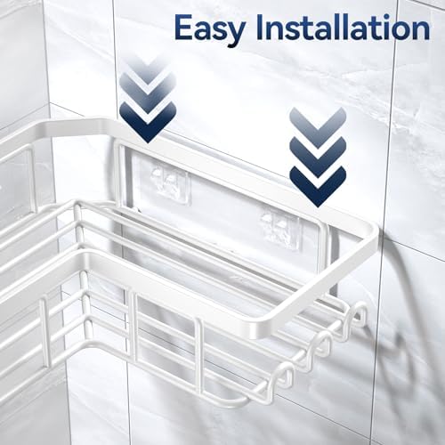 Yasonic Corner Shower Caddy with 12 Hooks and Soap Holder Rustproof Stainless Steel 3-Pack