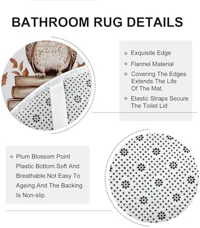 DESIHOM 4PCS Fall Owl Bird Shower Curtain Set with Hooks and Bath Mat