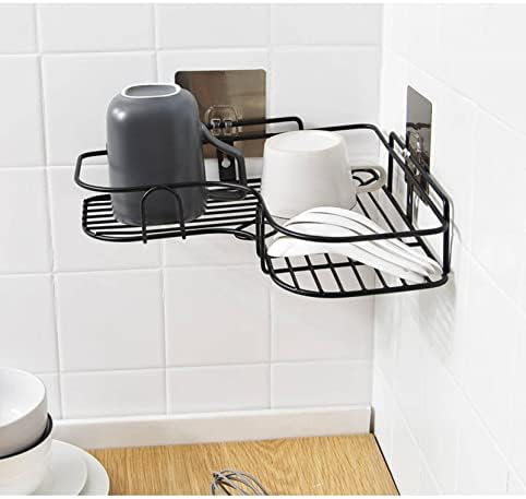 2 Piece L-Shaped Shower Storage Shelf No Drill Wall Mount Organizer for Bathrooms Kitchens and Dorms