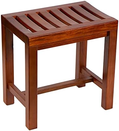 2 Tier Wooden Shower Bench with Non-Slip Base