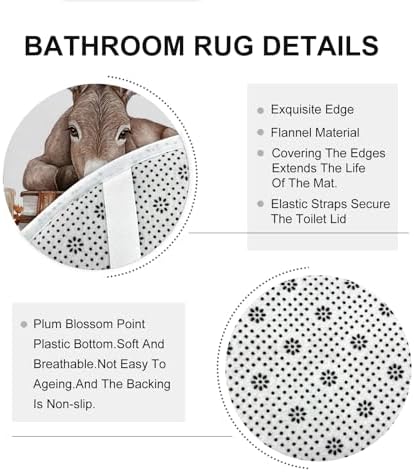 DESIHOM 4PCS Fall Donkey Shower Curtain Set 72x72 with Hooks