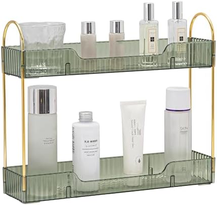 YCIADONE 2 Tiers Narrow Vanity Makeup Organizer Vintage Green