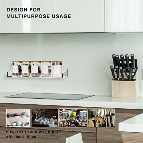 Bakzon Acrylic Shower Caddy 2 Pack Self Adhesive Wall Storage Organizer
