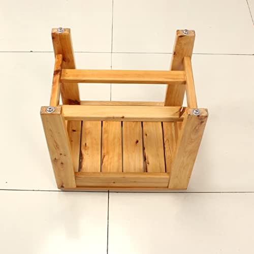 Wooden Shower Bench with 2-Tier Seat and Storage