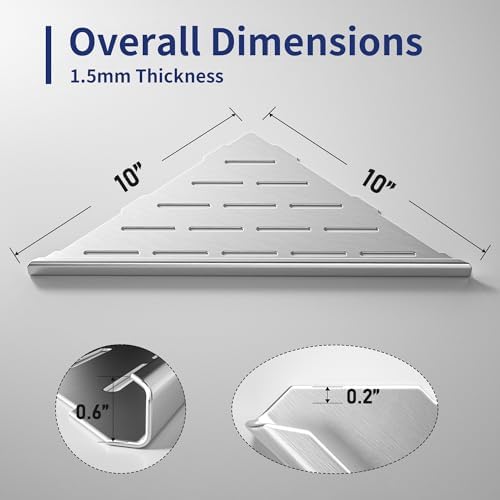 10 Inch Corner Shower Shelf 2PCS No Drilling Needed 304 Stainless Steel