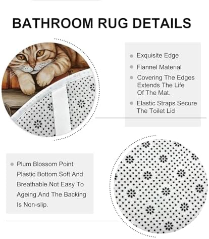 DESIHOM 4PCS Fall Cats Kitten Shower Curtain Set 72x72 with Hooks and Accessories