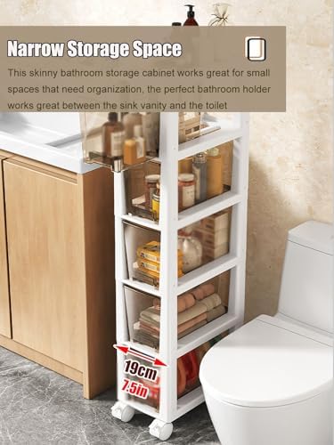 Ruiyijiou 75 Bathroom Storage Corner Shelf with Wheels