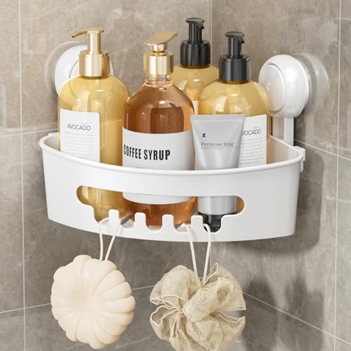 LEVERLOC Corner Shower Caddy Suction Cup White