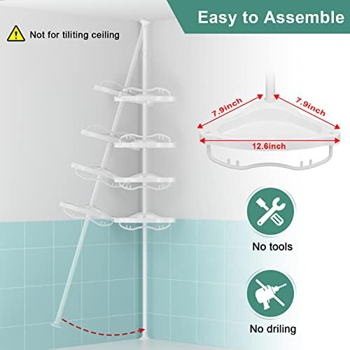 COCONUT Tension Shower Caddy with 4 Adjustable Shelves