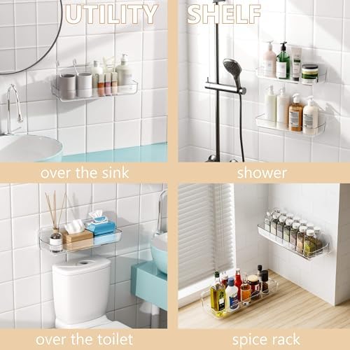 UDD Clear Adhesive Wall Mount Shower Caddy