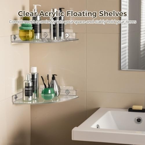 Epicover 2 Pcs Acrylic Wall Corner Shelves