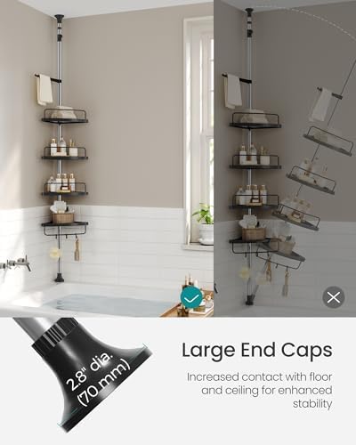 SONGMICS Corner Shower Caddy Tension Pole 4 Tier Adjustable