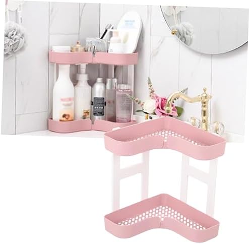 Pink Plastic Bathroom Shelf Organizer with 2 Tiers
