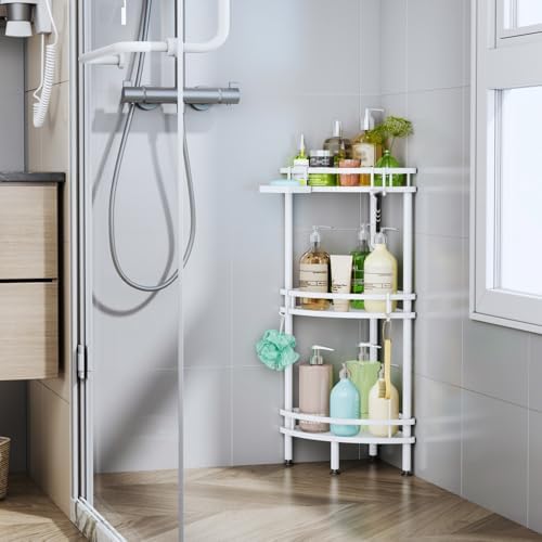 HapiRm 3 Tier Corner Shower Organizer with 4 Hooks and Soap Holder