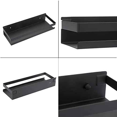 OwnMy 2PCS 12 Inch Black Shower Shelves Stainless Steel Wall Mount Caddy
