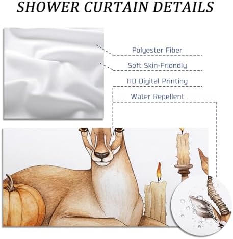 DESIHOM Fall Antelopes Pumpkins Shower Curtain Set 62 Inch