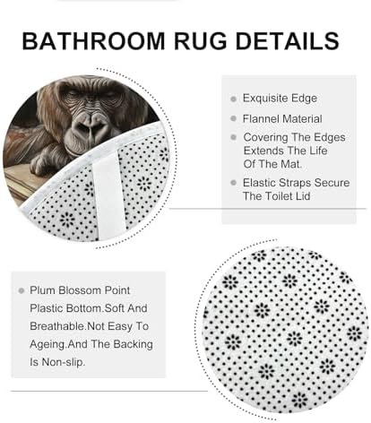 4PCS Fall Chimpanzee Pumpkins Shower Curtain Set with Non-Slip Rug and 12 Hooks