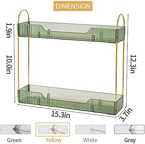 YCIADONE 2 Tiers Narrow Vanity Makeup Organizer Vintage Green