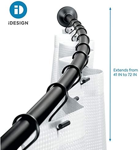iDesign Curved Metal Shower Curtain Rod Adjustable 41-72 Inches Matte Black