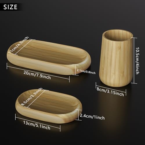 Asashizen Bamboo Bathroom Accessory Set 4PCS
