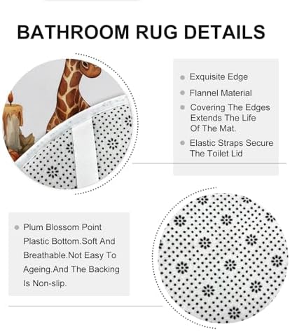 4PCS Fall Giraffe Pumpkins Shower Curtain Set with Non-Slip Rug and Toilet Lid Cover Mat