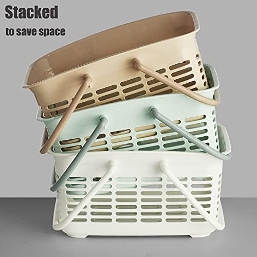 Alink Plastic Shower Caddy Basket with Handle Khaki