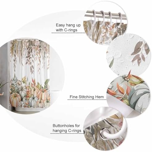 Thanksgiving 4 Pc Shower Curtain Set with Non-Slip Rugs