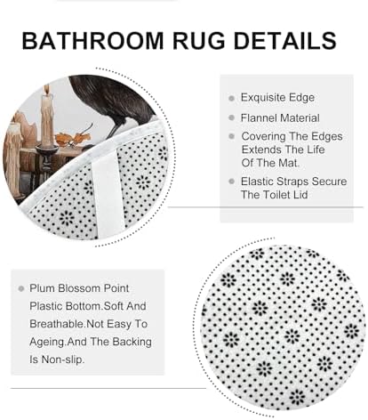 DESIHOM 4PCS Fall Crow Ravens Bird Shower Curtain Set with Non-Slip Rug and Hooks