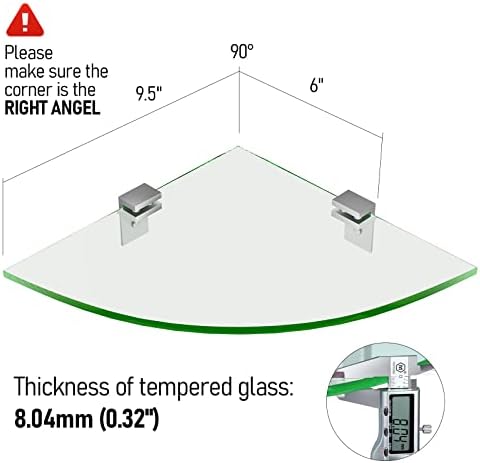 2-Pack Glass Corner Shower Shelves Drill Free Installation