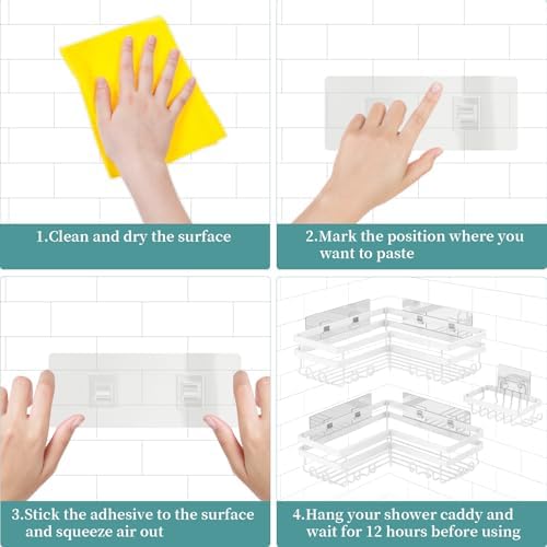 StorageRight Corner Shower Caddy 3 Pack Adhesive Organizer