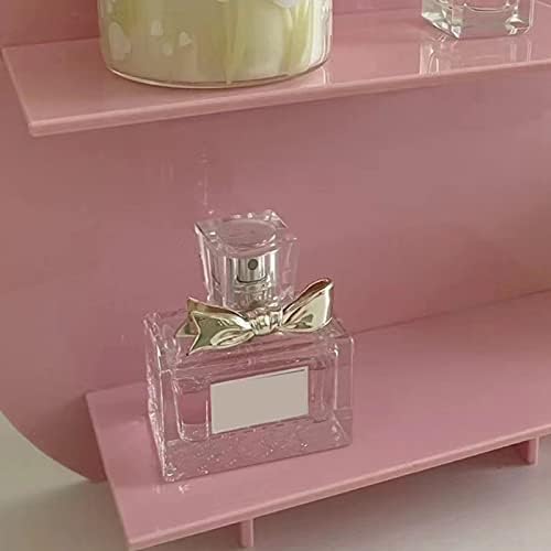 Cyrank Makeup Organizer Countertop Corner Shelf S-Pink
