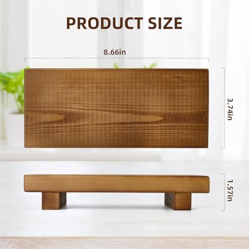 Wood Riser Soap Stand 866x354 Inch Footed Tray for Bathroom and Kitchen Use