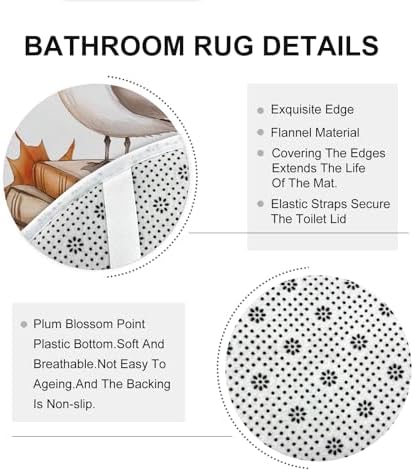 DESIHOM 4PCS Fall Seagull Bird Shower Curtain Set with Hooks and Non-Slip Rug