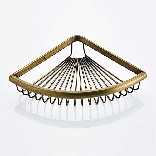 Brass Shower Caddy Basket with Hooks and Storage Shelves