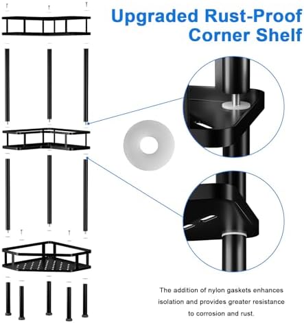 FJNATINH Corner Shower Caddy - 3 Tier Metal Organizer Stand for Bathroom
