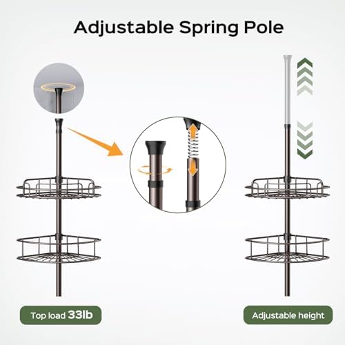 HAMITOR Corner Shower Caddy Tension Pole 4-Tier Adjustable 1