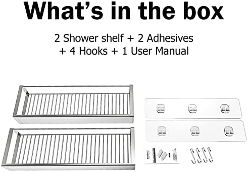 2-Pack Stainless Steel Shower Caddy Organizer with Hooks