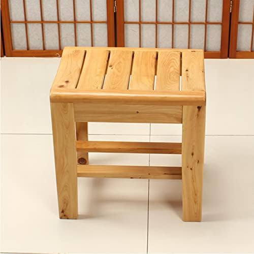 Wooden Shower Bench with 2-Tier Seat and Storage