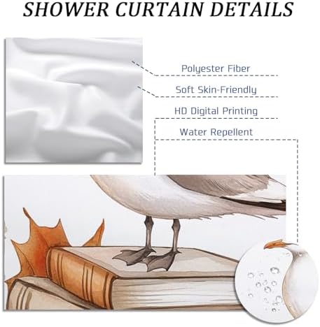 DESIHOM Fall Seagull Bird Shower Curtain Set - 62 Inch