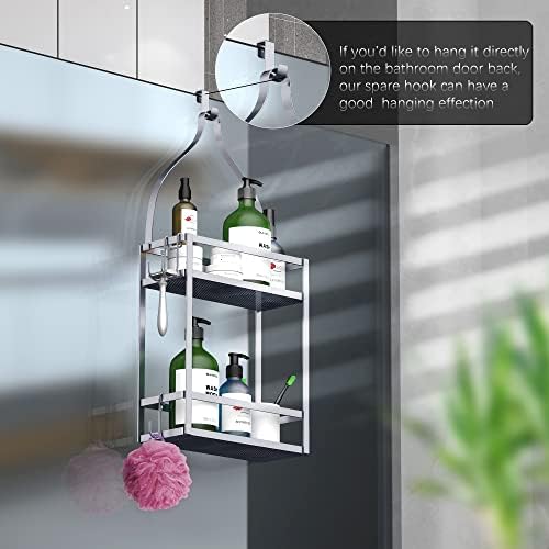 Meangood Silver Shower Caddy Organizer with Hooks
