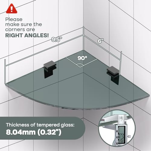 2-Pack Glass Shelf Shower Caddie Black