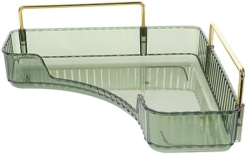 Triangular Makeup Organizer Shelf Corner Storage for Bathroom Vanity Single Layer Green