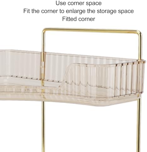 2 Tier Corner Bathroom Organizer with Double Layer Metal Shelf