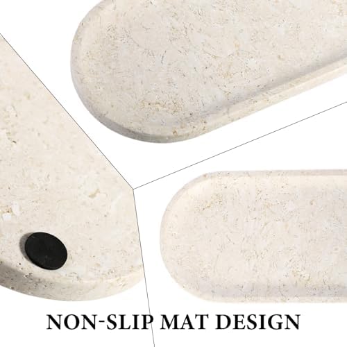 Koville Marble Tray 12x6 Inch Beige Vanity Organizer