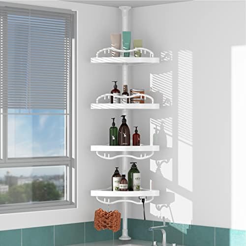 COCONUT Tension Shower Caddy with 4 Adjustable Shelves