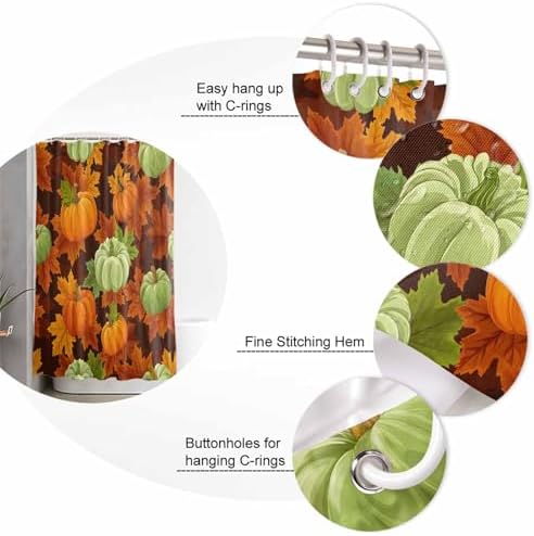 Thanksgiving Fall 4 Pc Shower Curtain Set with Rugs