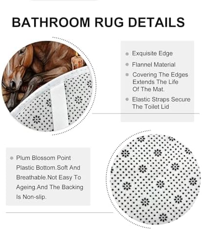 DESIHOM 4PCS Fall Horses Shower Curtain Set with Non-Slip Rug and Toilet Lid Cover Mat