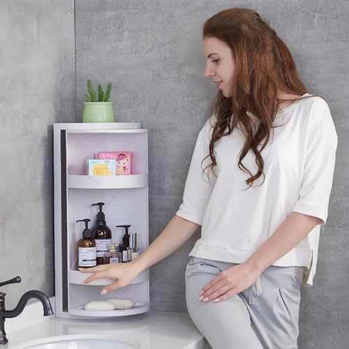 Rotating Corner Shelf Organizer 1-3 Layers Space-Saving Grey